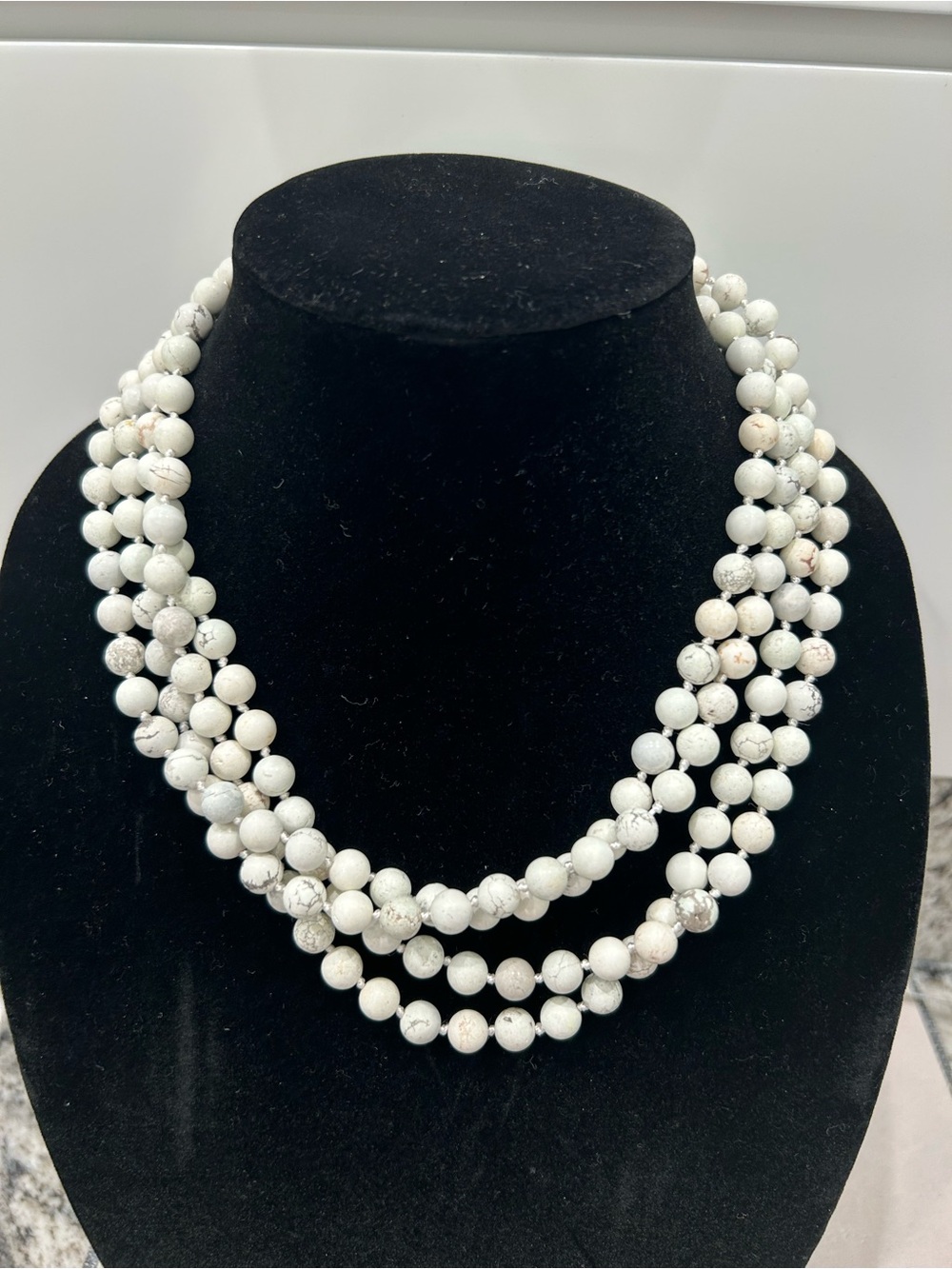 Barse White Howlite Bead Multi infinity Necklace